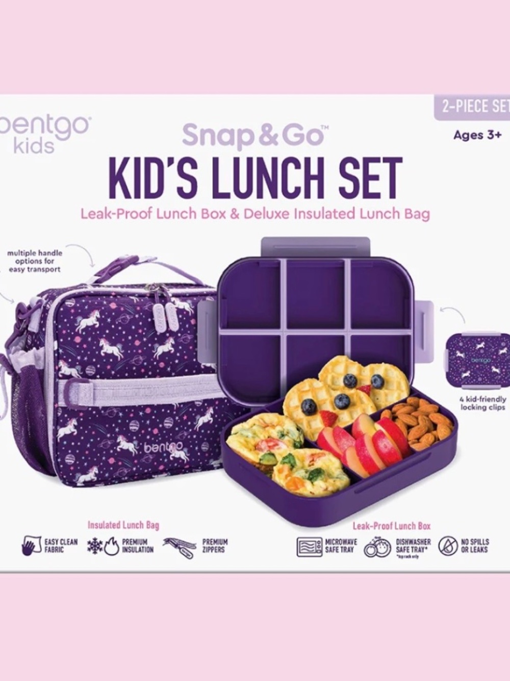 🦄 Bentgo Kids Snap & Go 2-Piece Lunch Set - Unicorn🦄